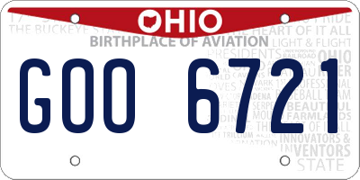 OH license plate GOO6721