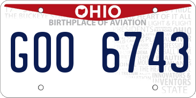 OH license plate GOO6743