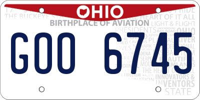 OH license plate GOO6745
