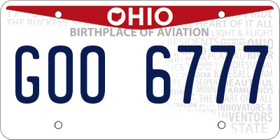 OH license plate GOO6777