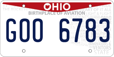 OH license plate GOO6783