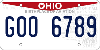 OH license plate GOO6789
