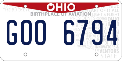 OH license plate GOO6794