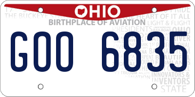 OH license plate GOO6835