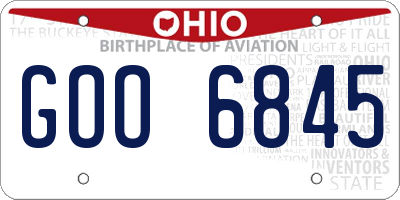 OH license plate GOO6845