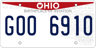 OH license plate GOO6910