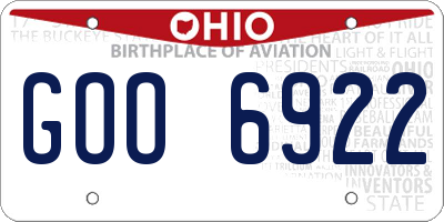 OH license plate GOO6922