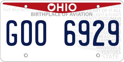 OH license plate GOO6929