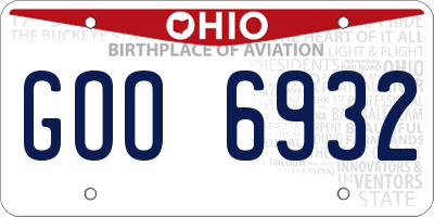 OH license plate GOO6932