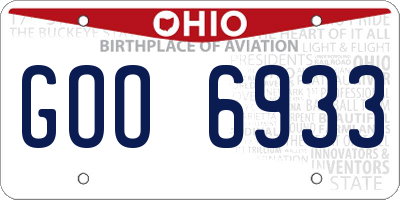 OH license plate GOO6933