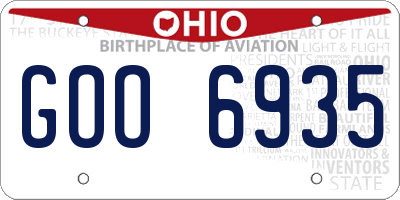 OH license plate GOO6935