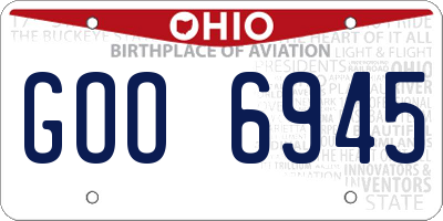 OH license plate GOO6945