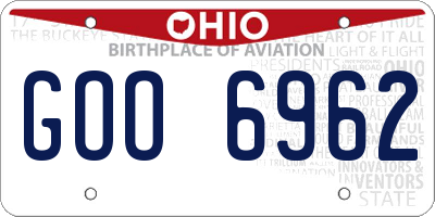 OH license plate GOO6962