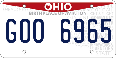 OH license plate GOO6965