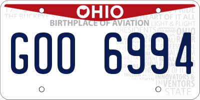 OH license plate GOO6994