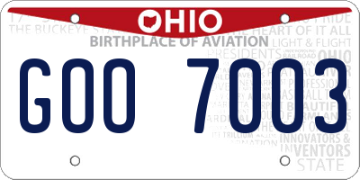 OH license plate GOO7003