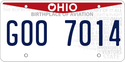 OH license plate GOO7014