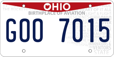 OH license plate GOO7015