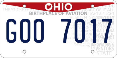 OH license plate GOO7017