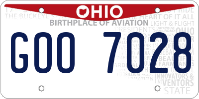 OH license plate GOO7028