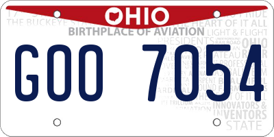 OH license plate GOO7054