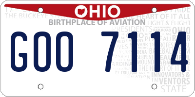 OH license plate GOO7114