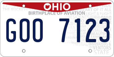 OH license plate GOO7123