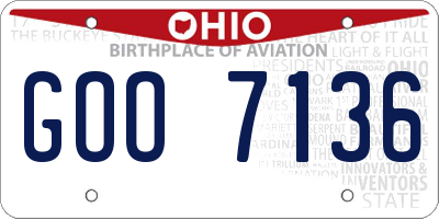 OH license plate GOO7136
