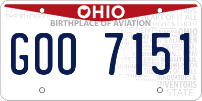OH license plate GOO7151