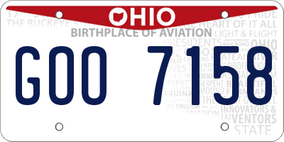 OH license plate GOO7158