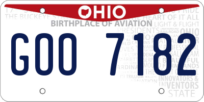 OH license plate GOO7182