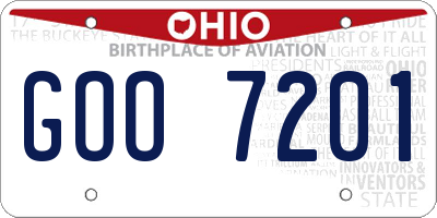 OH license plate GOO7201