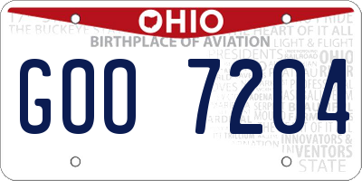 OH license plate GOO7204