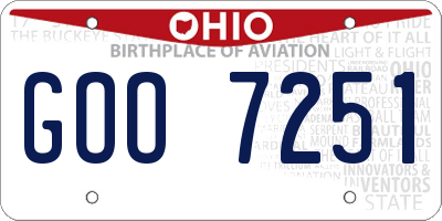 OH license plate GOO7251