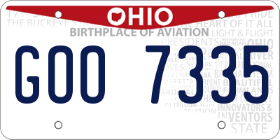 OH license plate GOO7335