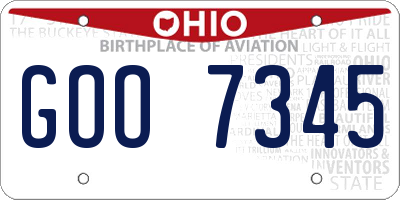 OH license plate GOO7345