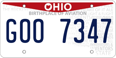 OH license plate GOO7347