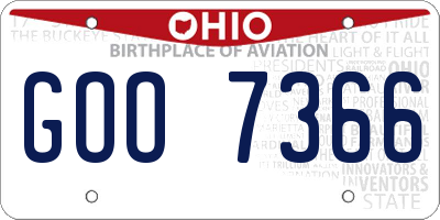 OH license plate GOO7366