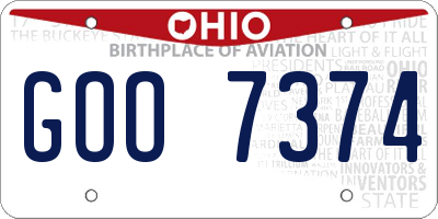 OH license plate GOO7374