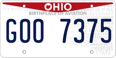 OH license plate GOO7375