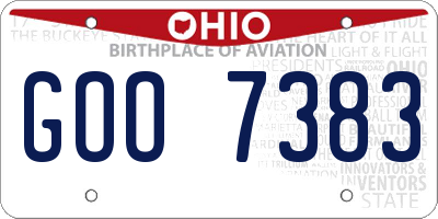 OH license plate GOO7383