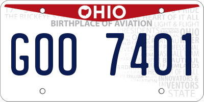 OH license plate GOO7401