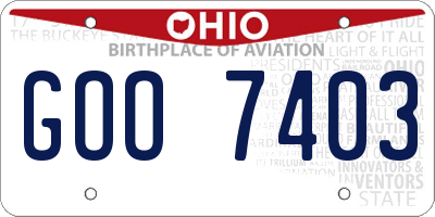 OH license plate GOO7403