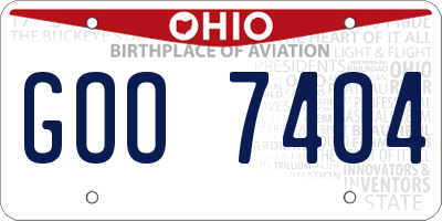 OH license plate GOO7404