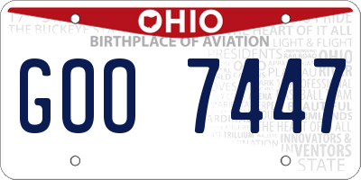 OH license plate GOO7447