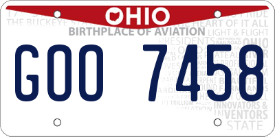 OH license plate GOO7458