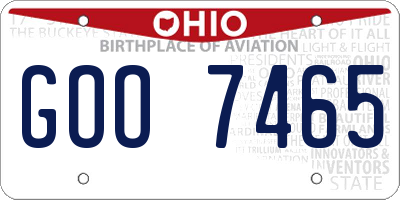 OH license plate GOO7465