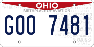 OH license plate GOO7481