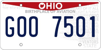 OH license plate GOO7501