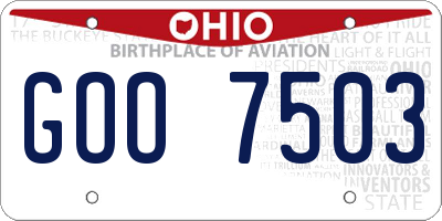 OH license plate GOO7503